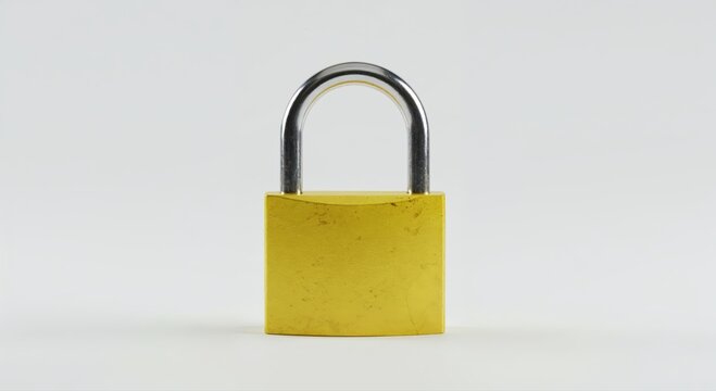 Secured Safety: A vibrant, yellow padlock stands as a symbol of security and protection against potential breaches. A visual metaphor for guarding possessions and maintaining privacy.