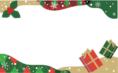 Obraz premium 柊とクリスマスプレゼントの背景フレーム