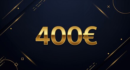 Financial Milestone: A digital representation of 400 Euros shines against a rich backdrop of golden elements, perfect for illustrating financial concepts.