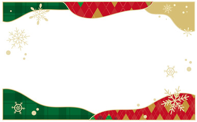 雪の装飾とクリスマスフレーム背景イラスト
