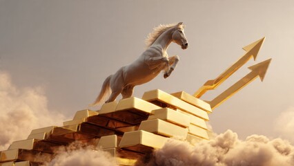 Obraz premium 3D Illustration of a Horse Jumping Over Hurdle