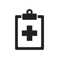 Obraz premium Black medical cross icon on clipboard with clip health healthcare