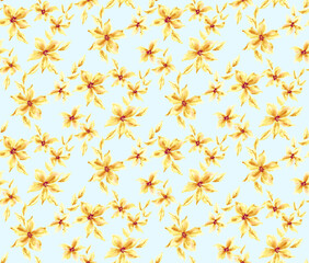 seamless floral pattern with wildfloewrs and leaves for fabric and wallpaper	
