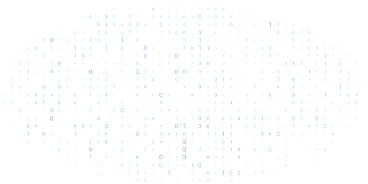 Digital data flow by blue binary code wave. Vector graphics