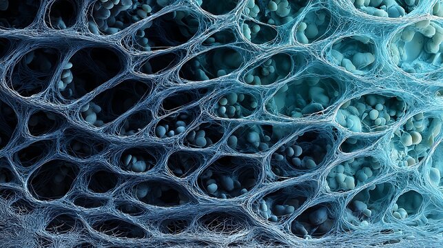 The fungal hyphae are distributed in the avian muscle cells, forming a lattice-like pattern.