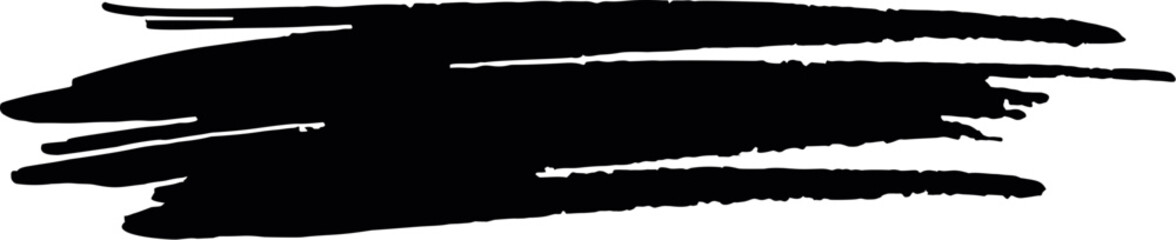 Black Abstract Brush Stroke on Transparent Background