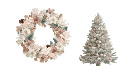 大人の女性むけなツリーとリース_透過素材