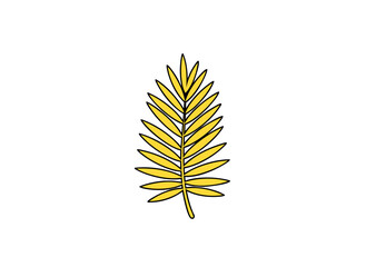 A Simple Yellow Palm Leaf Silhouette Against A Stark Black Background With Minimalist Appeal