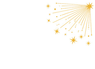 Abstract Golden Starburst Emanating From A Black Background With A Peeled Corner Effect And Scattered Stars