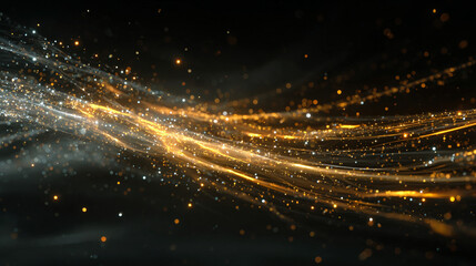 4K abstract dark background with glowing particles and lighting effects, enhanced with grain, conveying a futuristic cyber concept, digital energy, and high-tech visual atmosphere