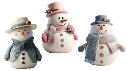 おしゃれを楽しむ雪だるまたち