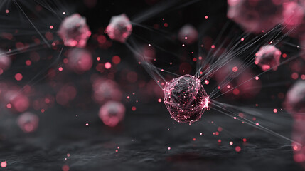 4K abstract dark background with glowing particles and lighting effects, enhanced with grain, conveying a futuristic cyber concept, digital energy, and high-tech visual atmosphere