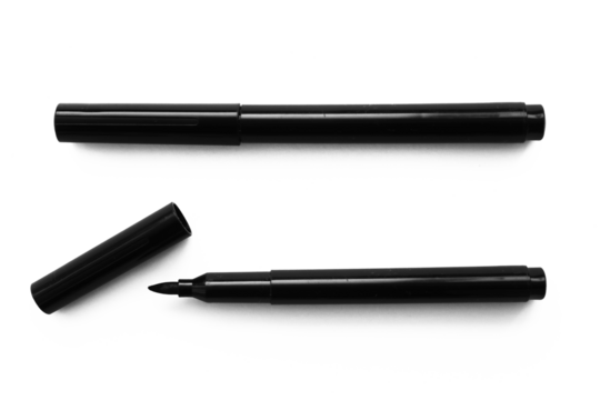 Black permanent marker with chisel tip for writing and labeling