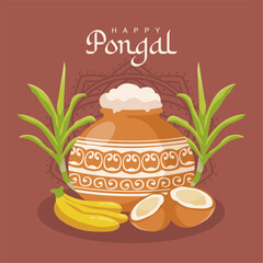 vector happy pongal poster template