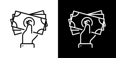 Banknote Icon With Euro Symbol. Fresh Line Design Built For Creative Flexibility In Light And Dark Versions.