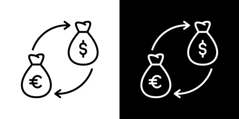 Exchange Icon With Euro Symbol. Fresh Line Design Built For Creative Flexibility In Light And Dark Versions.