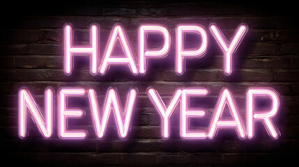 Happy New Year Banner Vector Text Effect. Neon Purple Color Theme. Font and text can be change