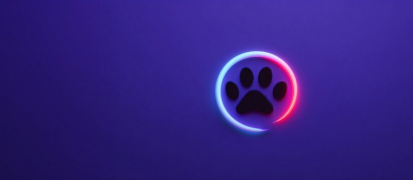 Glowing abstract circular animal paw symbol digital artwork futuristic environment vibrant viewpoint
