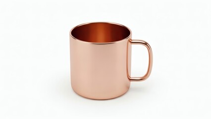 Obraz premium Single Copper Mug Mockup on Solid White Background, Empty Plain Design