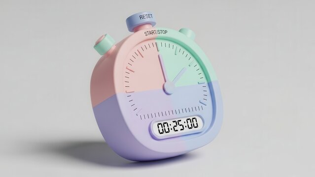 Pastel Chronometry: A whimsical stopwatch visualization emphasizing time management and measurement