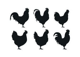 Chicken Silhouette Collection Farm Poultry Animal Set for Agriculture & Rural Themes