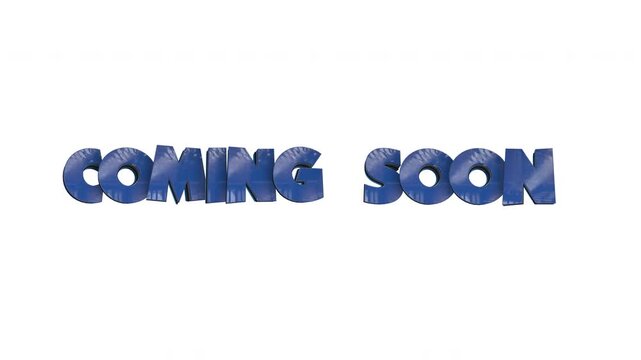 Coming Soon Graphic Render Blue Text on White Background