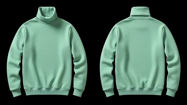 flat lay mockup of a mint green color Man Turtleneck Sweatshirt