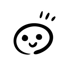 手書きの笑顔の顔文字・表情アイコン 漫符