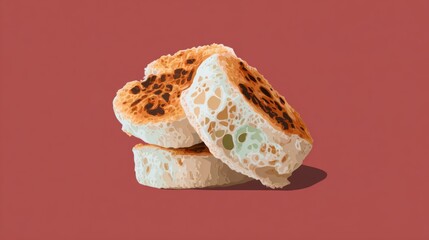 A visually appealing illustration of sliced bread with a unique texture against a warm, solid background.