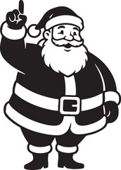 Black and White Santa Claus Pointing Up