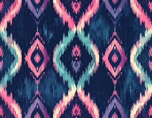Vibrant Ikat Inspired Geometric Pattern