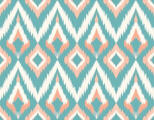Decorative Geometric Ikat Pattern in Teal