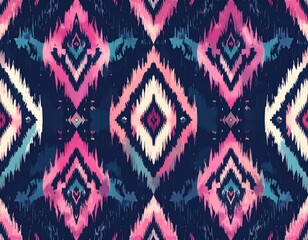 Vibrant Abstract Ikat Geometric Pattern