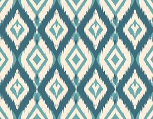 Modern Teal Ikat Diamond Pattern