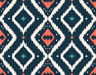 Vibrant Geometric Diamond Ikat Design