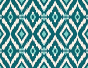 Teal and White Geometric Diamond Pattern
