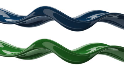 Elegant flowing shapes in deep blue and green color palette