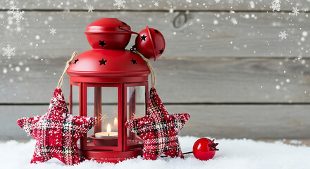 Red lantern christmas scene
