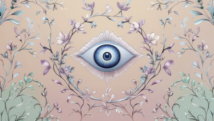 Soft Botanical Evil Eye Illustration