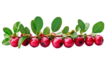 lingonberries branch with leaves isolated on transparent background
