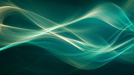 Abstract background with diagonal green and teal gradient waves accented by light lines on a dark backdrop, conveying modernity, movement, and dynamic energy in a sleek and futuristic design