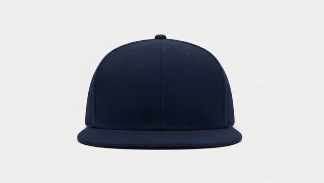 Solid Navy Blue Baseball Cap Mockup Front View on White Background