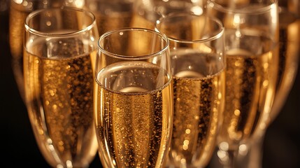 Celebratory Toast Close-Up of Champagne Glasses Bubbling with Festive Spirits