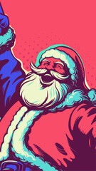 Santa Claus Character Hard Comics Style Bold Graphic Illustration