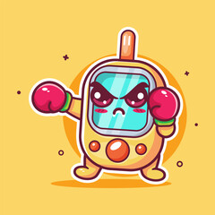 serious glucose meter character mascot playing boxing sport isolated cartoon
