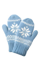 Blue knitted mittens with heart