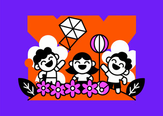 Diverse Children Playing Together Outdoors - Joyful Kids Group Activity