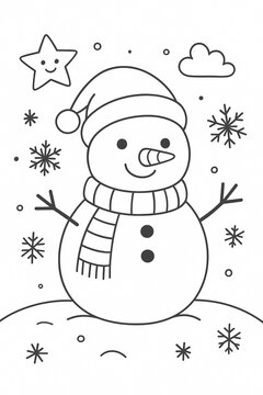 funny snowman coloring page for kids