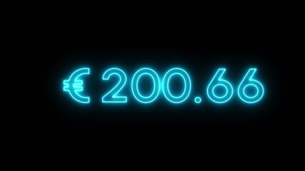 Counting money and increase digits.  Euro counting number. Business growth counter number from 0 to 400 animation.