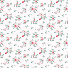 Flower pattern, floral seamless pattern, cottagecore ditsy print, red meadow flower on light background. Small hand drawn flower, light tone style design for fashion, texture, fabric, wallpaper